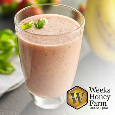 Strawberry Banana Smoothie made with Real Raw Honey from Weeks Honey Farm