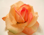 Rose Hair Clip, REAL TOUCH, Rose in Coral, or Peach for Wedding, Flower Girl, Bride, Bridesmaid, Teen, Child, Gift Idea or Lapel, Hat, Shoes
