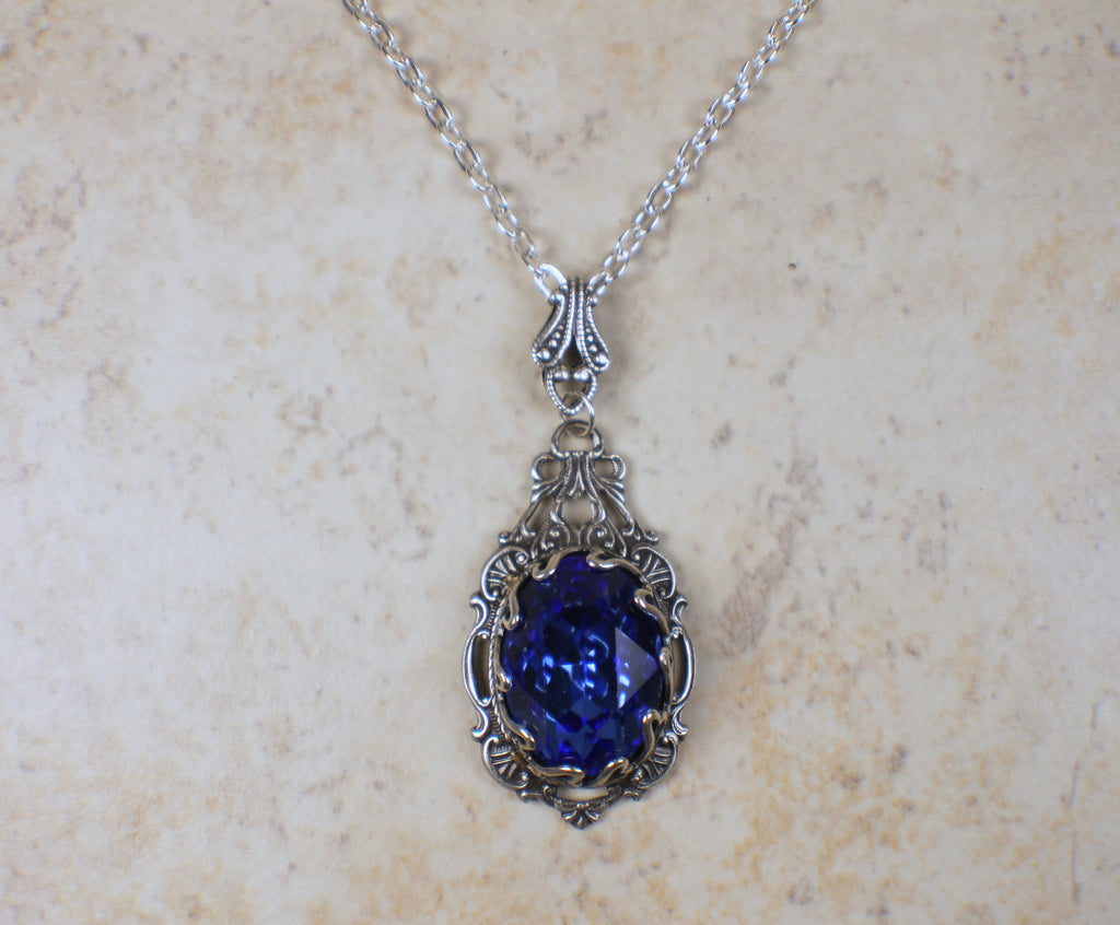 Swarovski Crystal Blue and Filigree Necklace – Char's Favorite Things