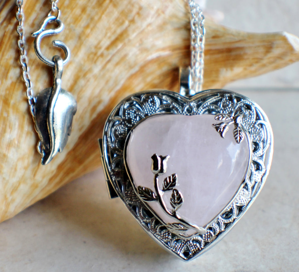 heart shaped rose quartz pendant