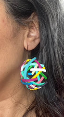 Pink Lime Mango prototype earrings, model shot
