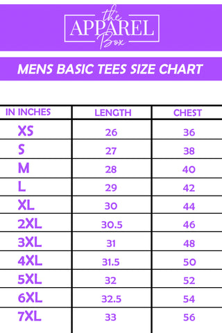 Men's Basic Tee Size Chart – The Apparel Box