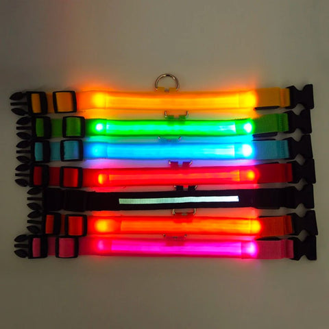 Glow light nylon pet collars