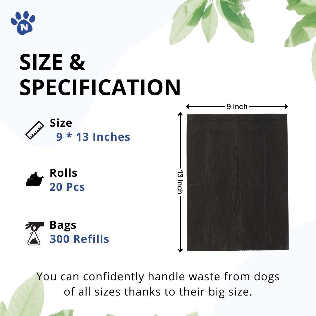 Biodegradable Dog Black Poop Bags With Waste Bag Dispenser