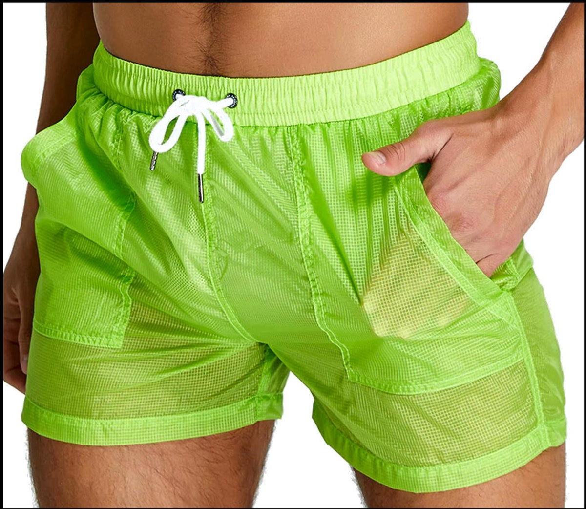 Reveal See Thru Shorts - LIME GREEN – Knobs SF