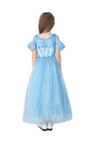 Halloween Short Sleeve Little Girls Princess Cinderella Costume Blue