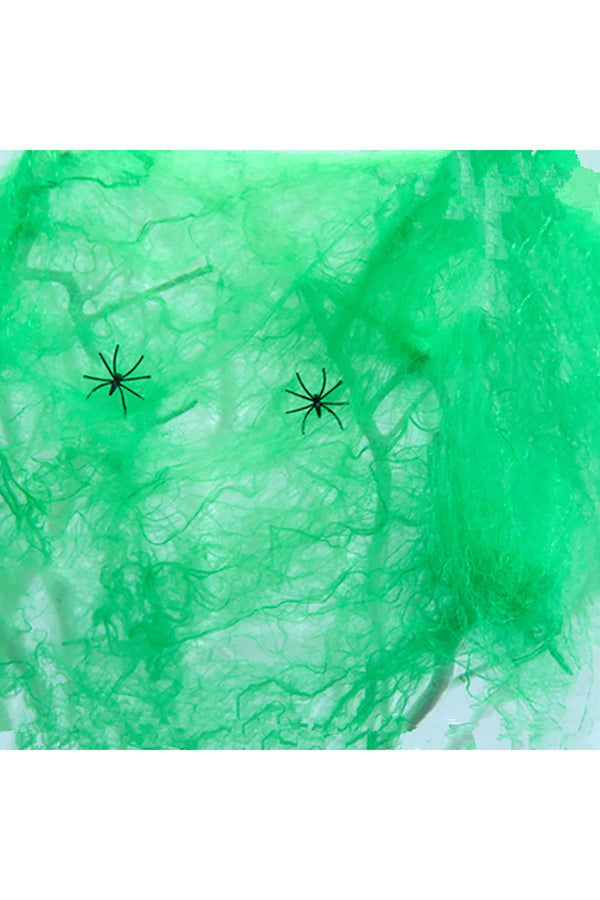 Spider Webs Cotton With 2 Spiders For Halloween Home Decor Green