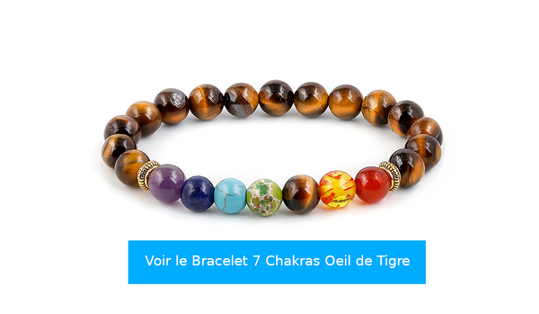 bracelet 7 chakras de guérison en oeil de tigre