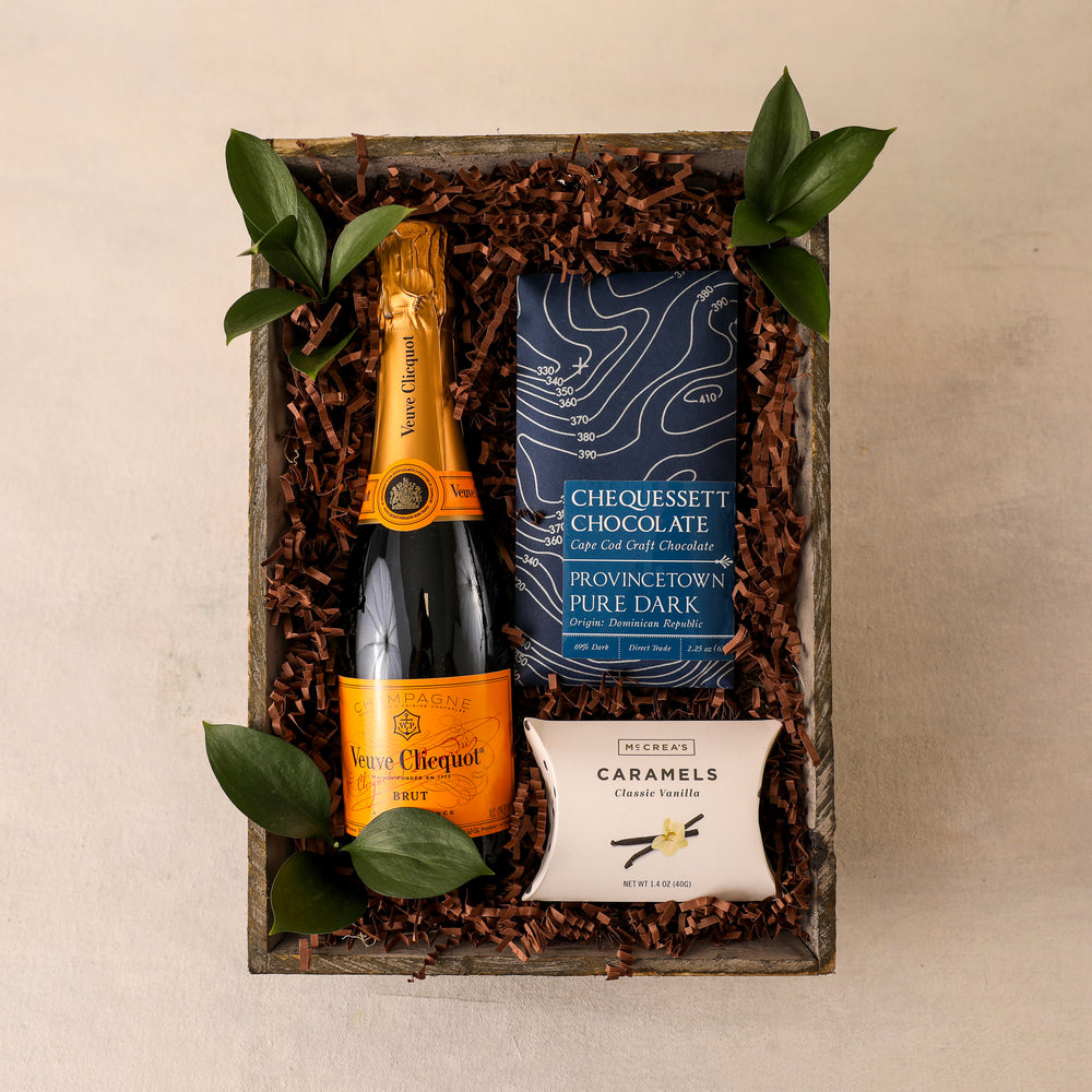 Vibrant Veuve Champagne Gift Basket by Pompei Baskets