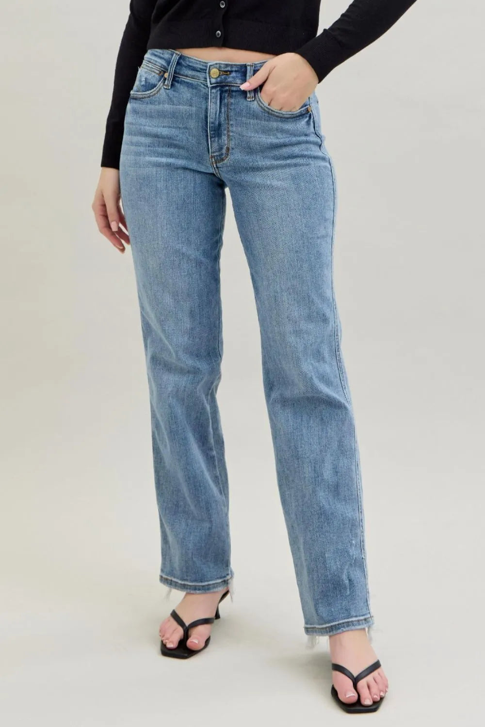 Judy Blue Frayed Hem Dad Jeans