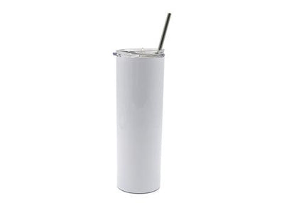 20 oz Sublimation Skinny Tumbler - White Glossy Straight Stainless
