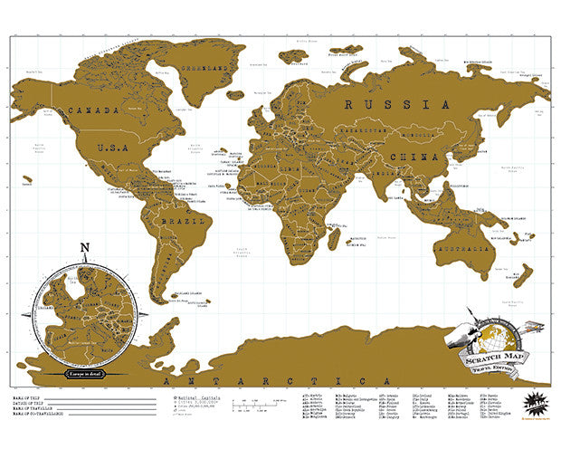 Carte du monde à gratter édition compacte | Opuszone ...