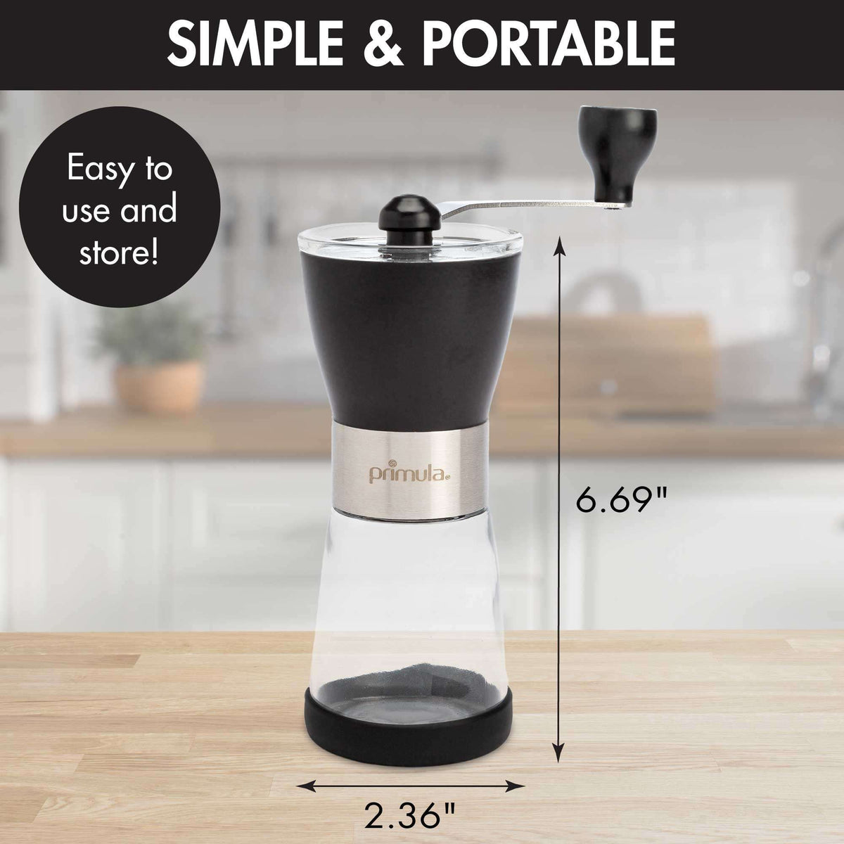 Adjustable Burr Coffee Grinder - Stainless Steel / Ceramic Mill - Primula