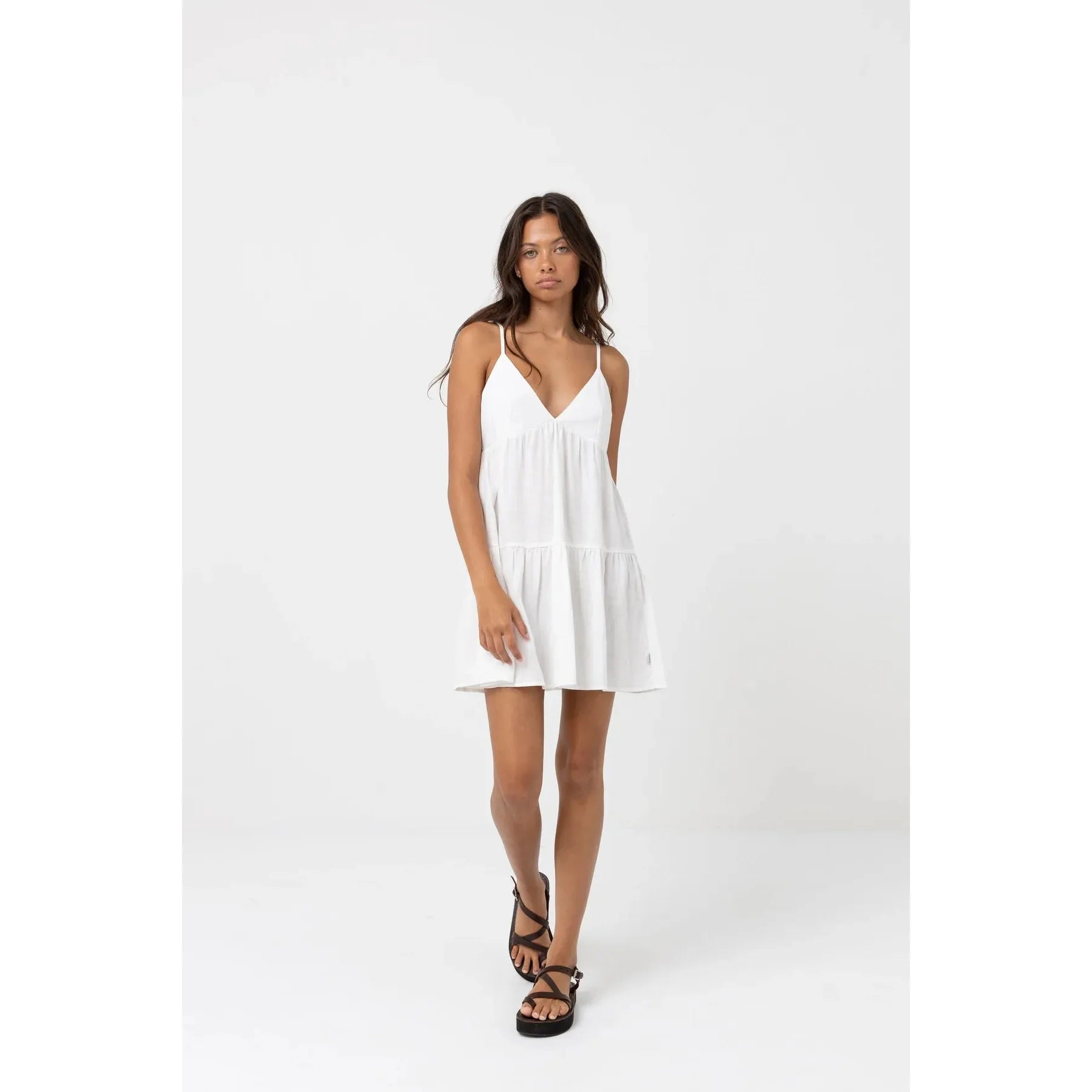 Rhythm Classic Tiered Mini Dress - White