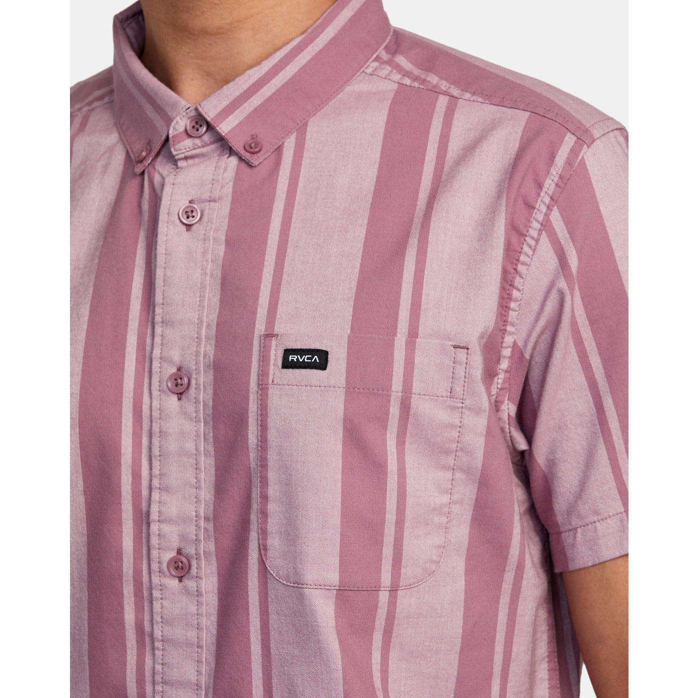 RVCA 'That'll Do' Short Sleeve Shirt - Lavender Stripe