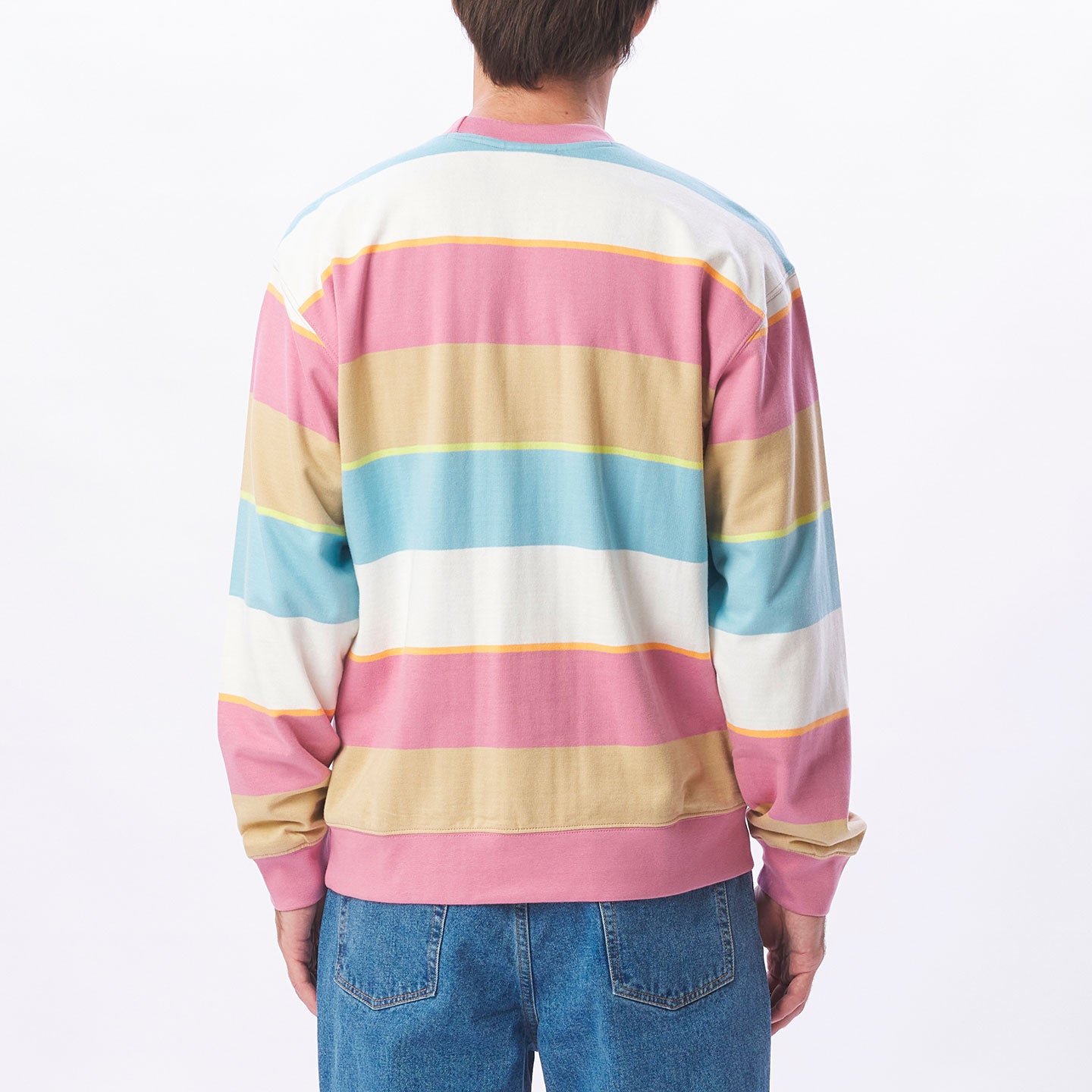 Obey Resol Stripe Crew - Vintage Pink Multi