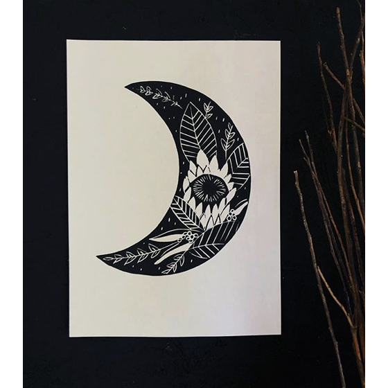 Black Mountain Print Moon Black A4