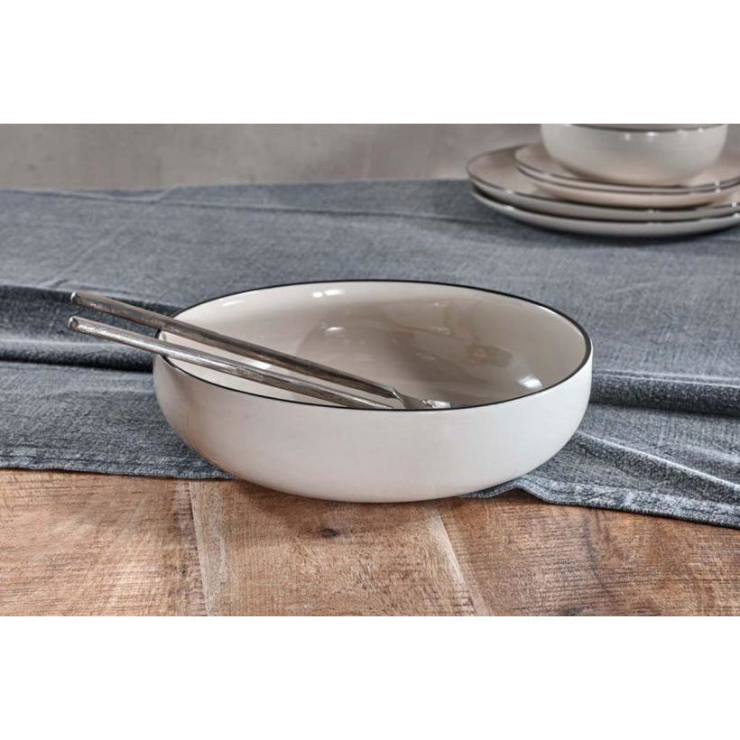 Nkuku Tala Serving Bowl - Black & Soft White