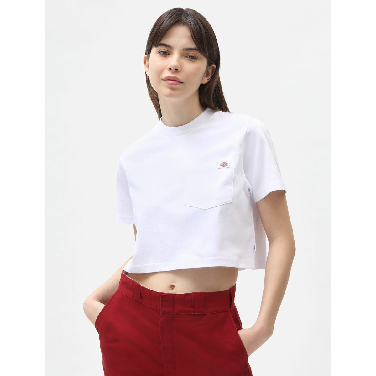 Dickies Women's Short Sleeve Porterdale Crop - White