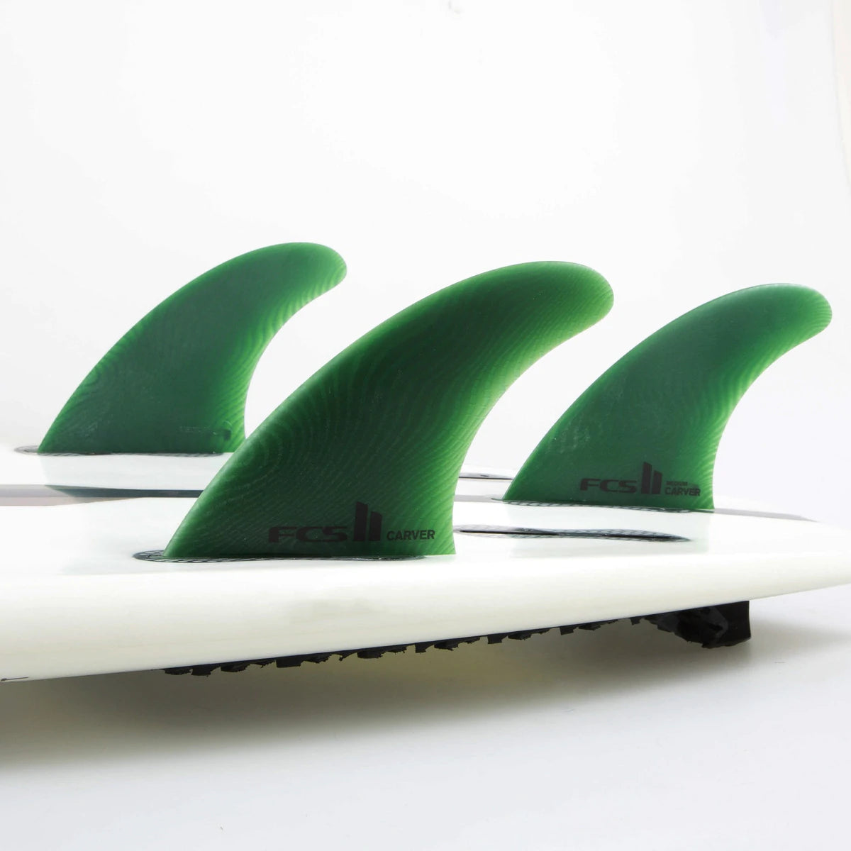 FCS II 'CARVER' Neo Glass ECO Surfboard Tri Fins - SAGE - Medium