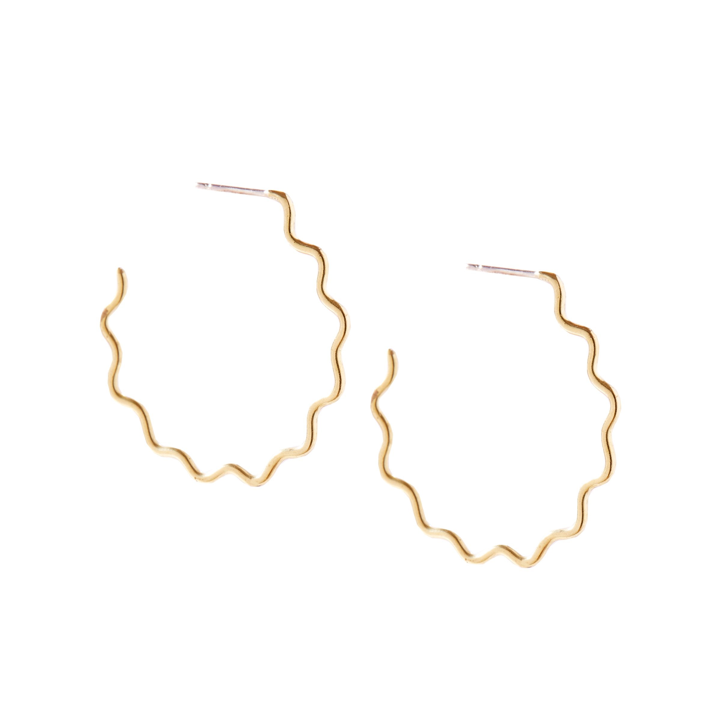 Lima-Lima Jewellery - Midi Wavy Hoop Earrings - Brass