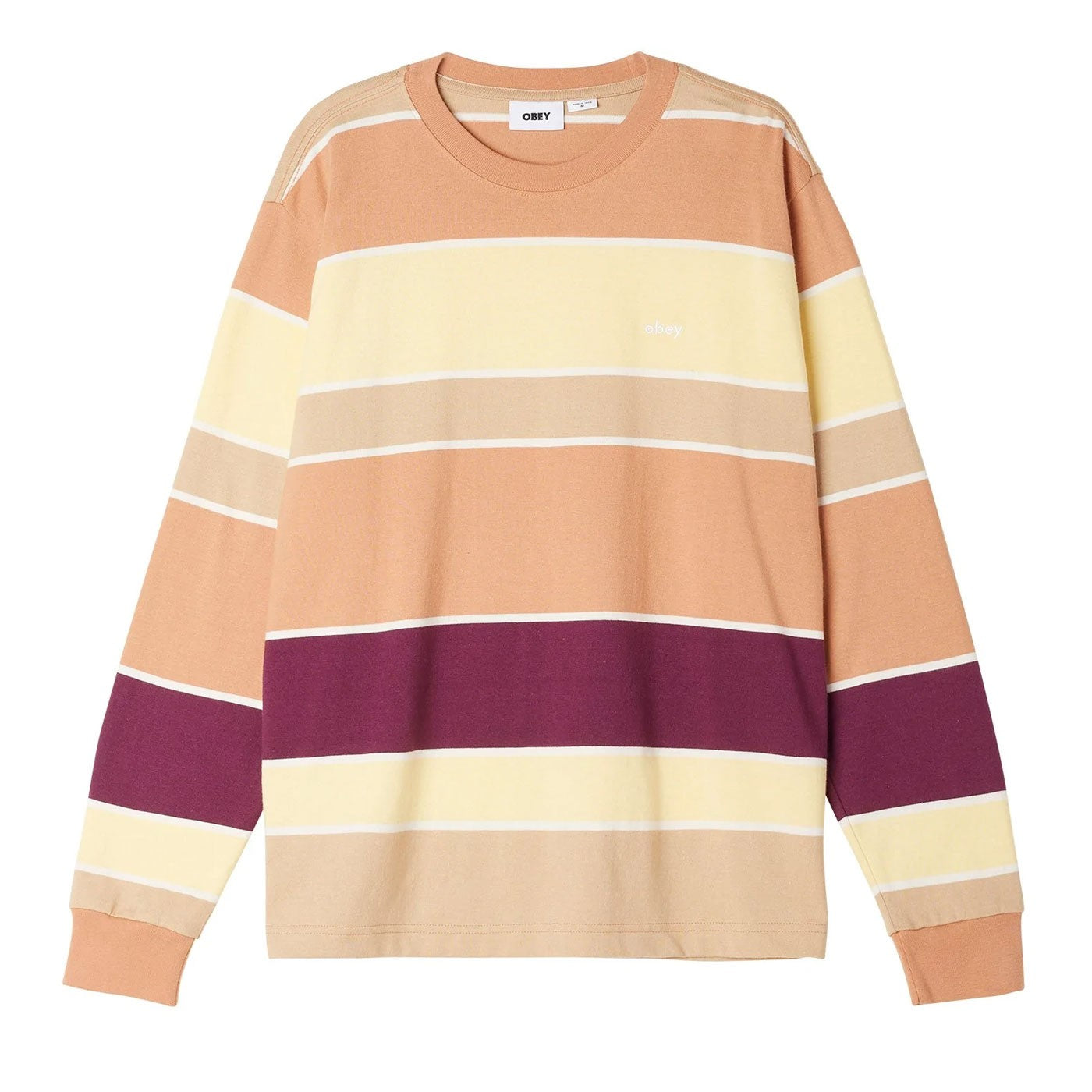 OBEY Nationale stripe LS Tee - Italian Clay