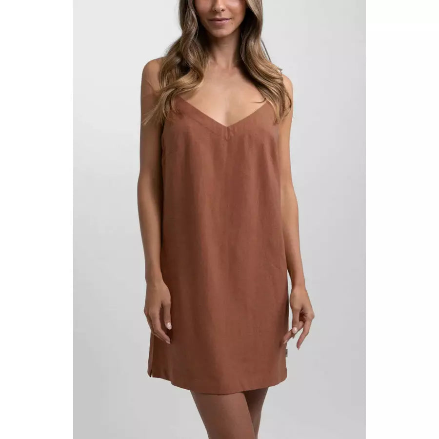 Rhythm Classic Mini Dress - Baked Clay