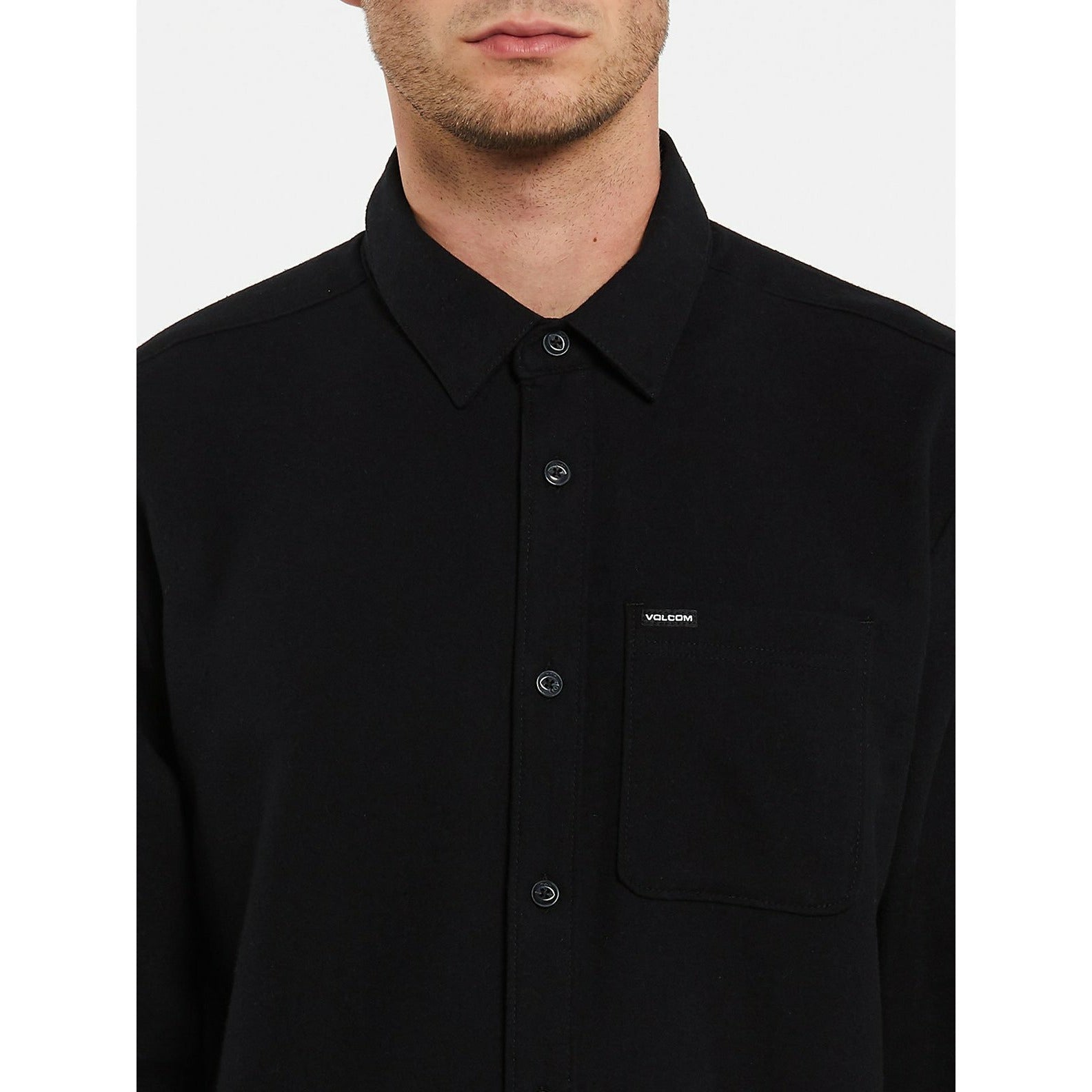 Volcom 'Caden' Long Sleeve Shirt - Solid Black