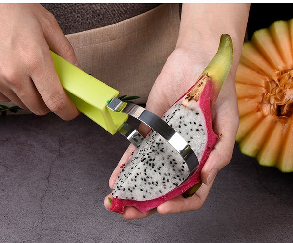 4 in 1 Stainless Steel Fruit Tool Set Carving Knife Fruit Scoop Seed Remover, Size: 21.2, Green