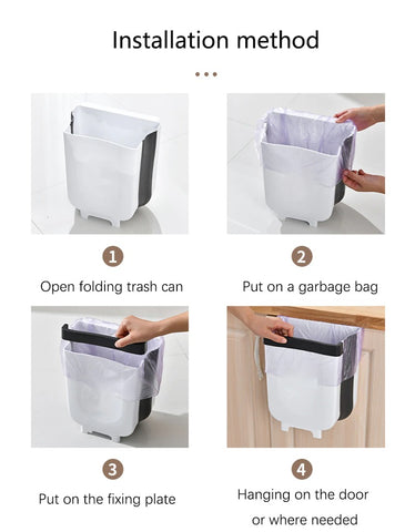 Hanging Kitchen Trash Can With Garbage Bag Storage, Foldable Large