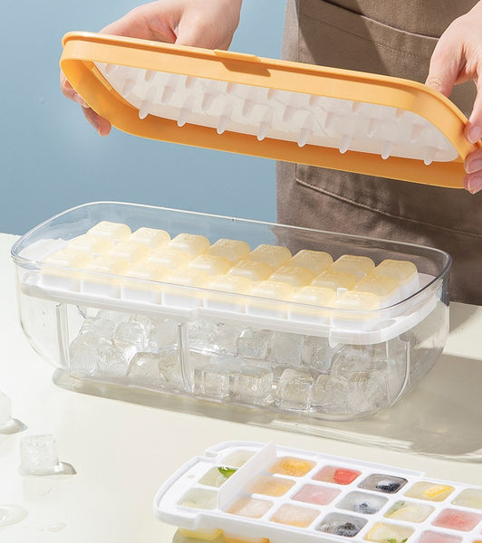 Press Type Ice Cube Tray With Lid, Silicone Ice Maker, Suitable