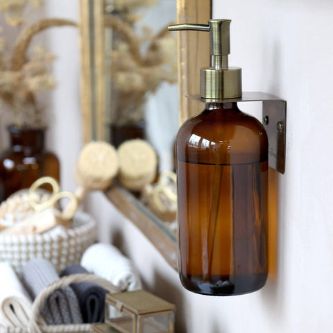 Amber Glass Soap Dispenser Bottle - Dish Soap