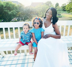 black owned business, women owned business founder Paulette Bonneur and her two children Harper and Hunter. Children's book author of diverse children's books