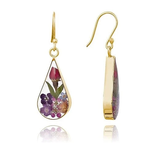 13.golden-birthday-gift-ideas-Pressed-Flower-Teardrop-Earrings