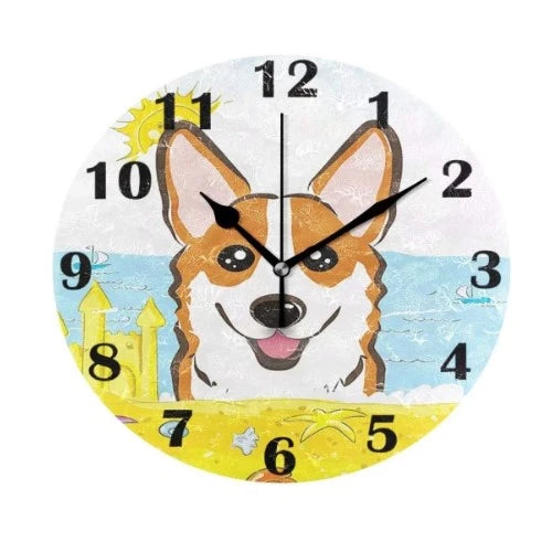 14-corgi-gifts-beach-wall-clock