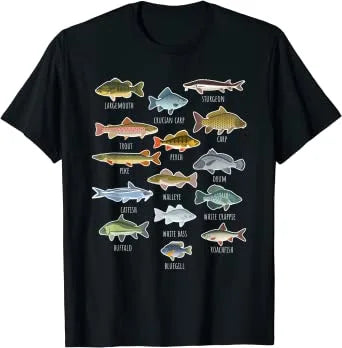 Fishing T-Shirt Fisherman Gift Birthday Angler Big Fish Small