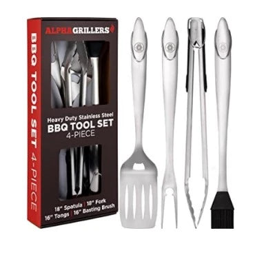 Alpha Grillers Premium Wood Grilling Gifts for Men - Grill Accessories Gift  Ideas - BBQ Tool Set Grill Kit with BBQ Utensils - Unique for Dad, Wooden