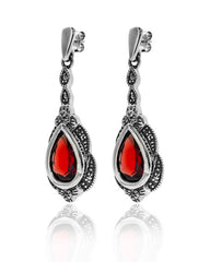 Larus Marcasite Garnet Drop Earrings