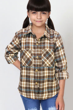 Brown Plaid Flannel Top