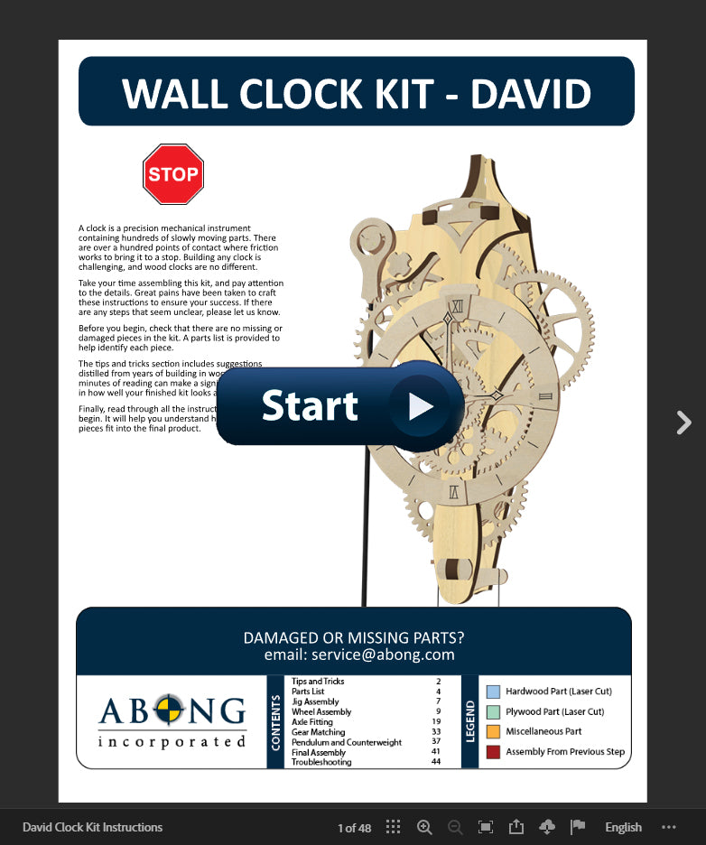 David Clock Instructions