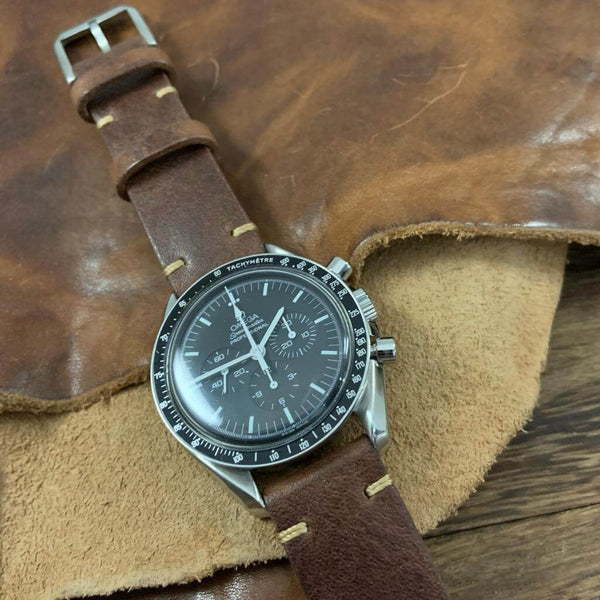 Omega Speedmaster Paired with Vintage 405 Leather Watch Strap