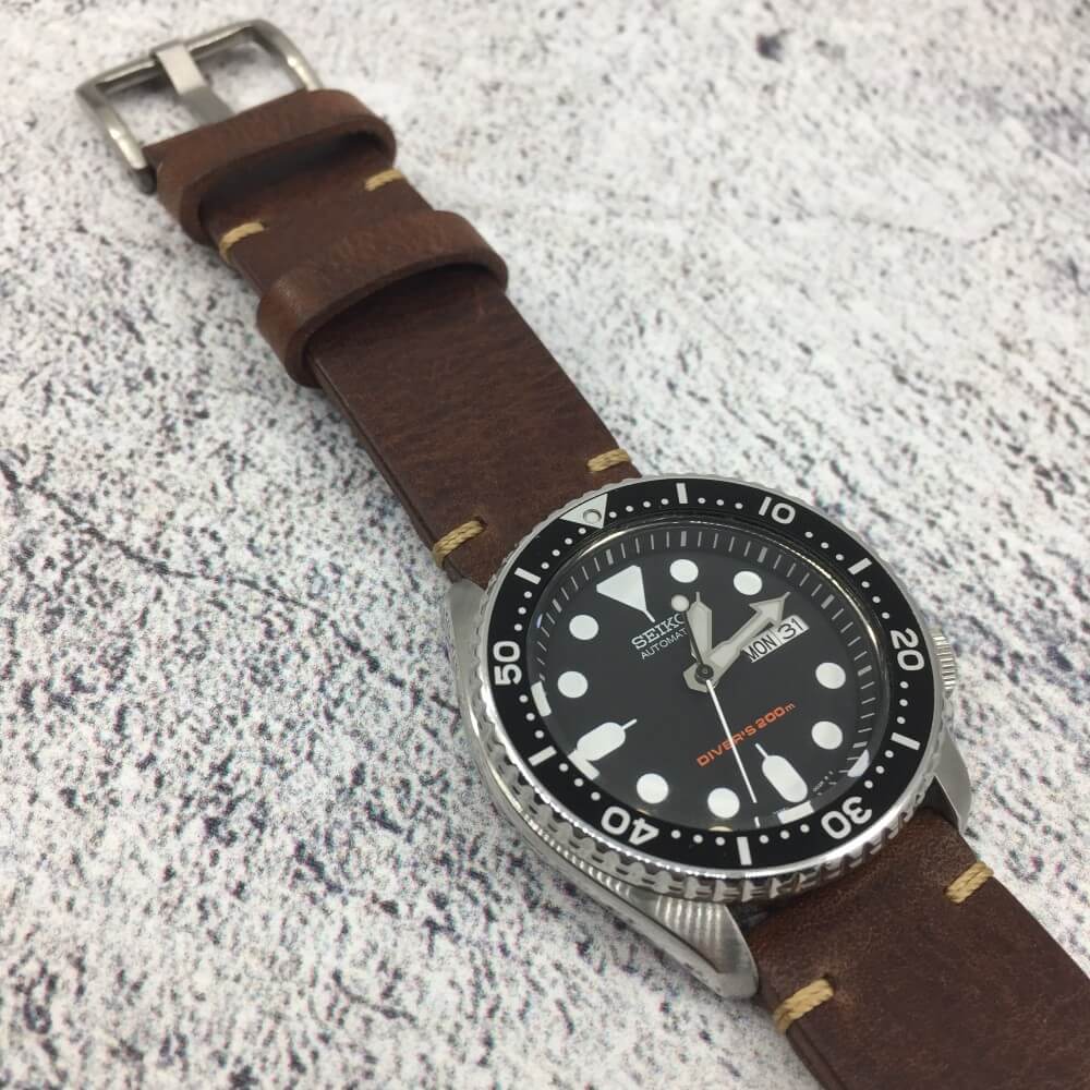 Leather Watch Strap, Vintage 405 (Dark Brown) – Cozy Handmade