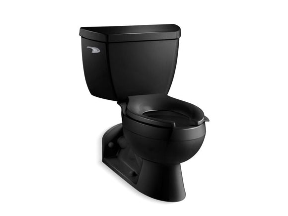 KOHLER 3554-7 Barrington Two-Piece Elongated 1.6 Gpf Toilet With Pressure Lite(R) Flushing Technology And Left-Hand Trip Lever in Black