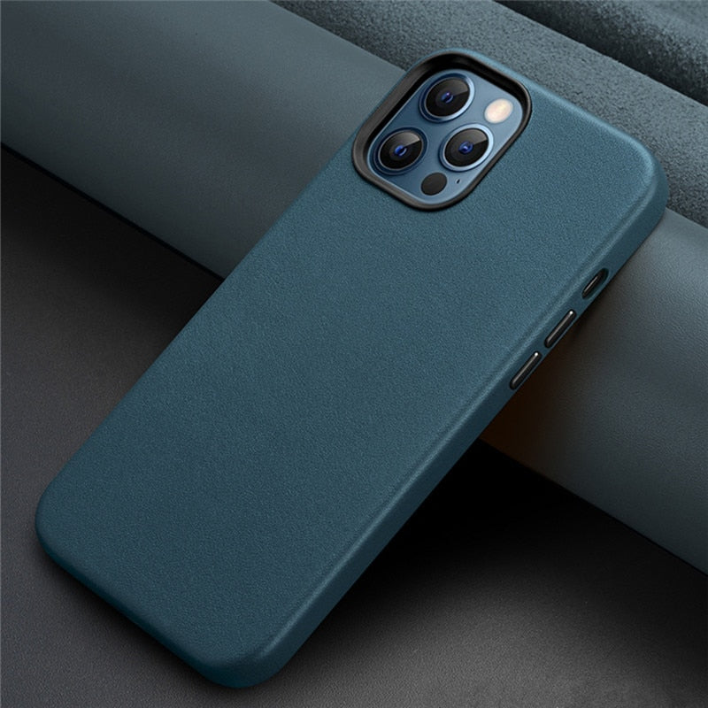 Real Leather Magnetic Case for iPhone 12 Pro Max 12 mini Luxury Phone Cover for iPhone 12 Pro Support Wireless Charging Case