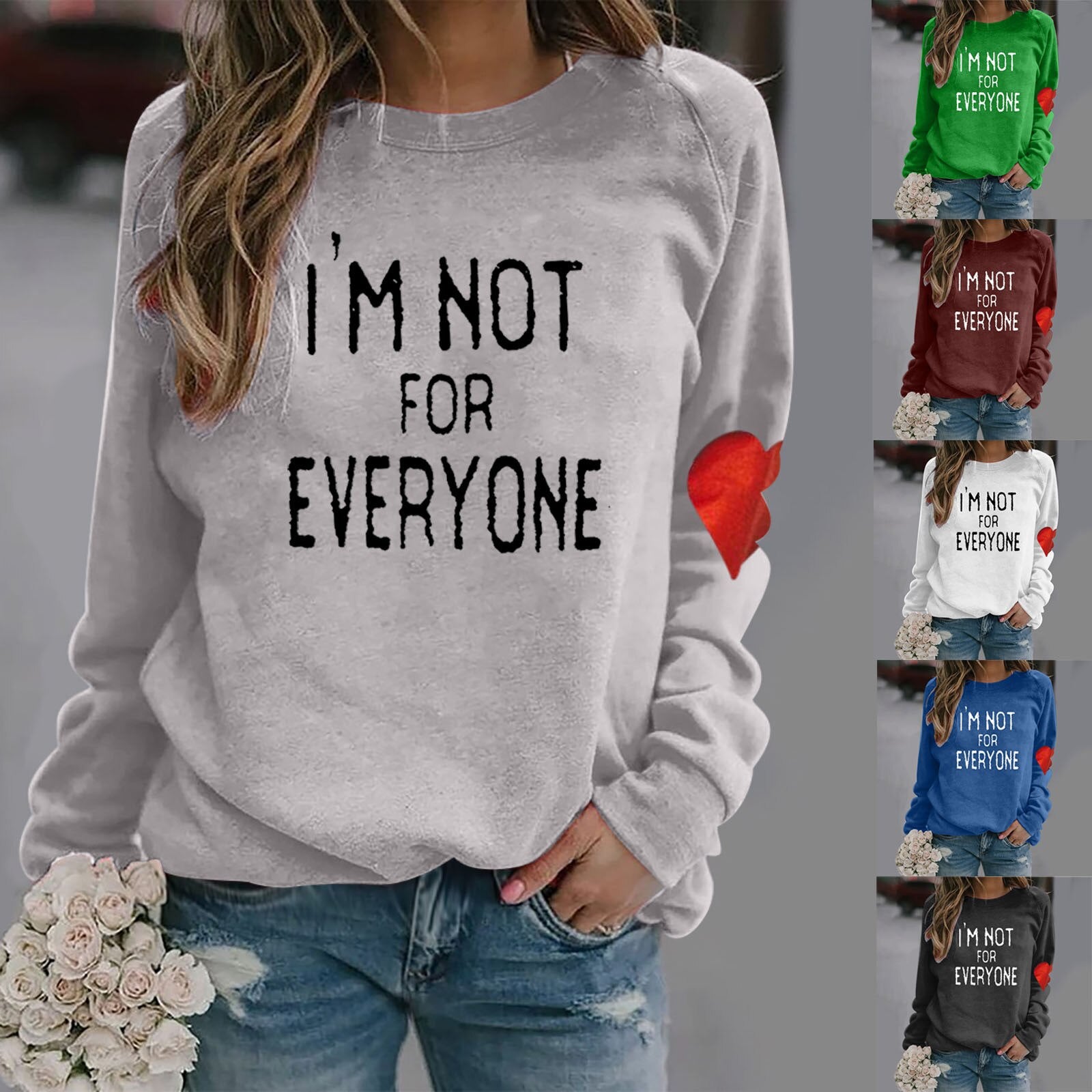 Fashion O-Neck Love Letter Print Sweatshirt