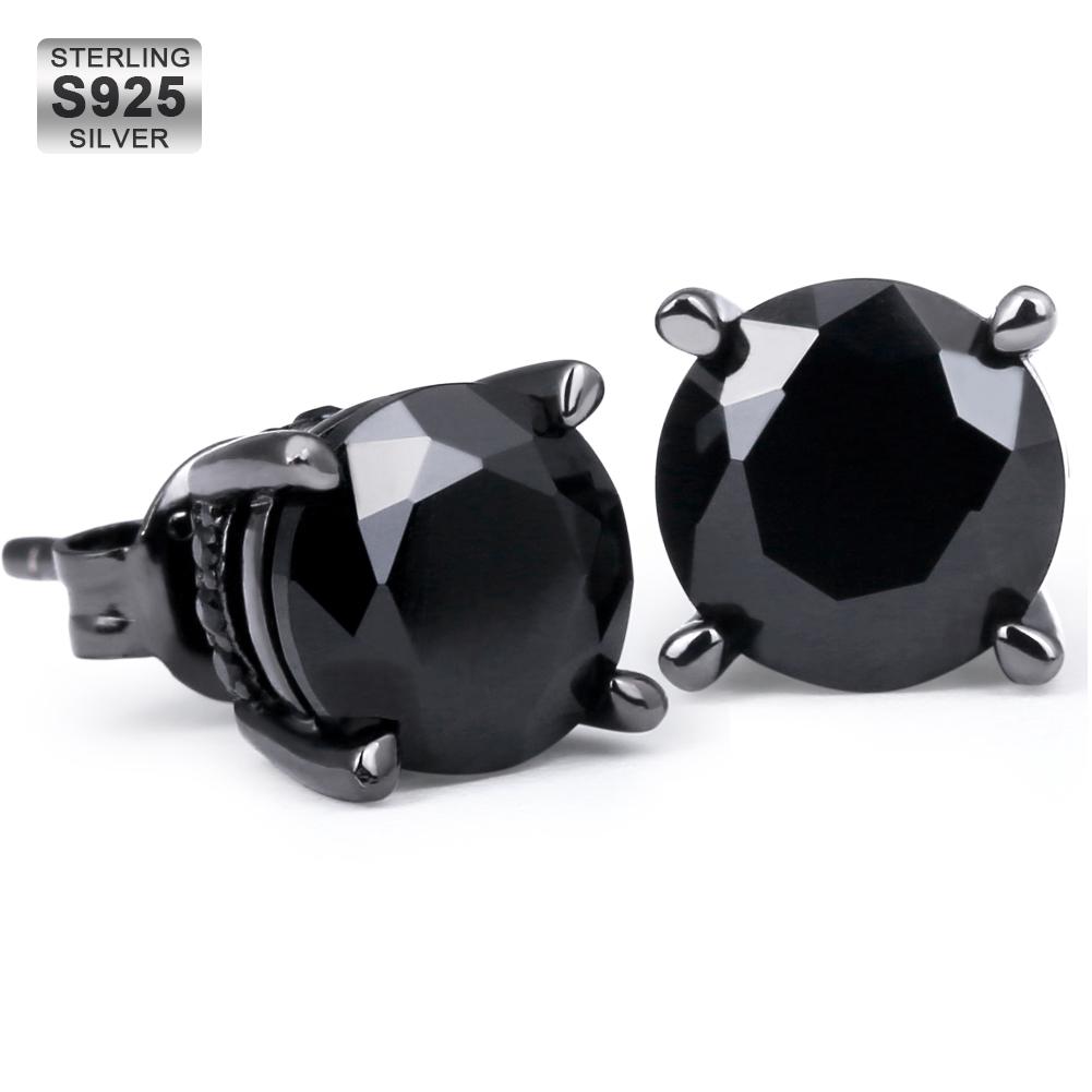 round black diamond earrings