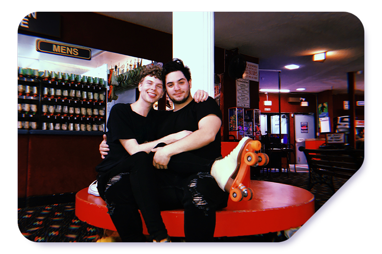 Founders Jonathan and David at Rollerskating rink.