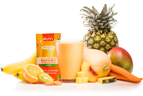 Ruvi Boost Healthy Fruit and Veggies smoothie to help boost your immune system