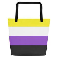 Tote Bag | Nonbinary Pride Flag | Large | Yellow White Purple Black image.