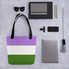 Genderqueer Pride Flag | Tote Bag | Small | Lavender White Green image.